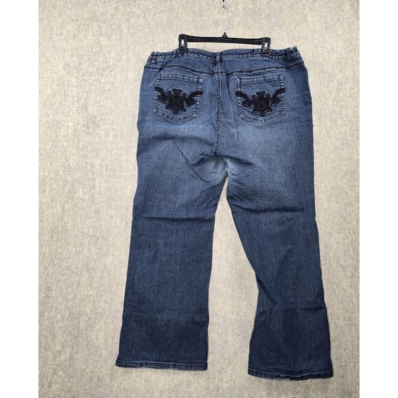 Liz Claiborne Womens Slim Bootcut Jeans Dark Wash Size 22W Cotton Blend Stretch - Picture 2 of 6